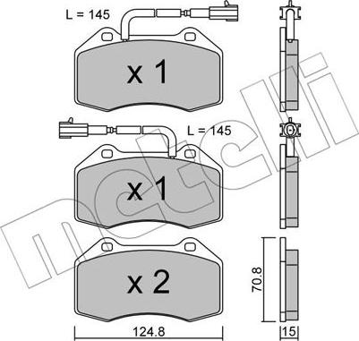 Metelli 22-0651-2 - Комплект спирачно феродо, дискови спирачки vvparts.bg