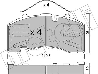 Metelli 22-0652-0 - Комплект спирачно феродо, дискови спирачки vvparts.bg