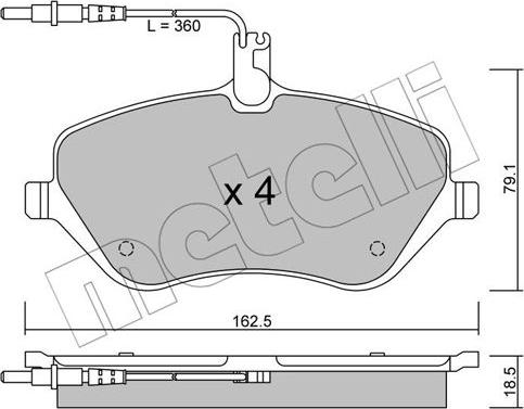 Metelli 22-0601-0 - Комплект спирачно феродо, дискови спирачки vvparts.bg