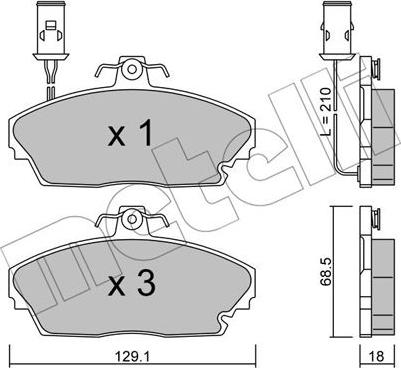 Metelli 22-0689-0 - Комплект спирачно феродо, дискови спирачки vvparts.bg