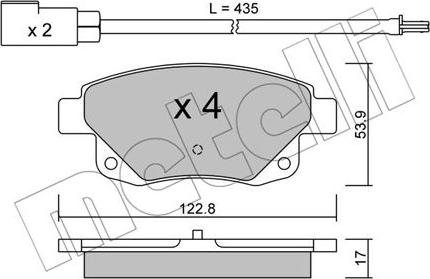 Metelli 22-0681-0 - Комплект спирачно феродо, дискови спирачки vvparts.bg