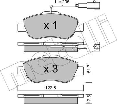 Metelli 22-0638-1 - Комплект спирачно феродо, дискови спирачки vvparts.bg