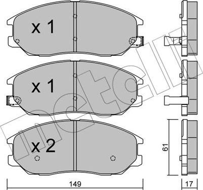 Metelli 22-0633-0 - Комплект спирачно феродо, дискови спирачки vvparts.bg