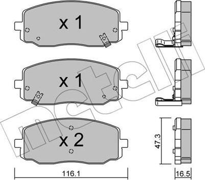 Metelli 22-0629-0 - Комплект спирачно феродо, дискови спирачки vvparts.bg