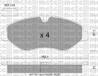 Metelli 22-0671-2 - Комплект спирачно феродо, дискови спирачки vvparts.bg