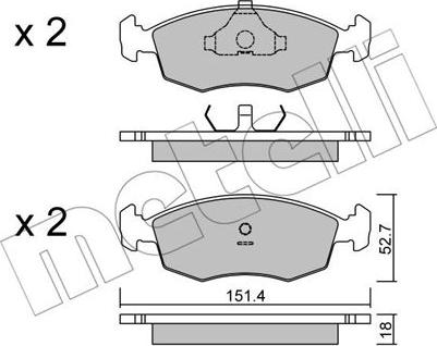 Metelli 22-0094-2 - Комплект спирачно феродо, дискови спирачки vvparts.bg