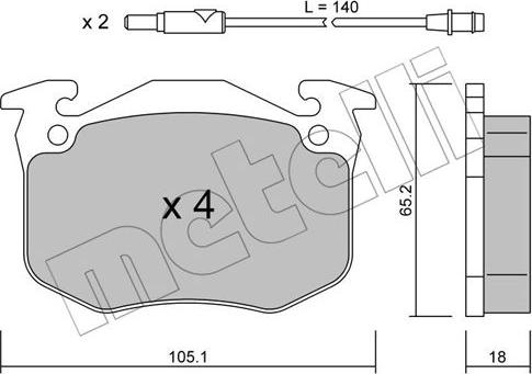 Metelli 22-0090-0 - Комплект спирачно феродо, дискови спирачки vvparts.bg