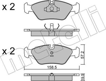 Metelli 22-0091-0 - Комплект спирачно феродо, дискови спирачки vvparts.bg