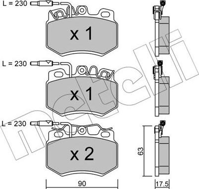 Metelli 22-0049-0 - Комплект спирачно феродо, дискови спирачки vvparts.bg