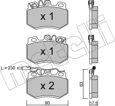 Metelli 22-0049-1 - Комплект спирачно феродо, дискови спирачки vvparts.bg