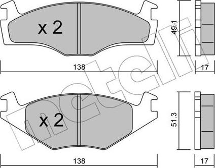 Metelli 22-0045-2 - Комплект спирачно феродо, дискови спирачки vvparts.bg