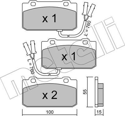 Metelli 22-0040-1 - Комплект спирачно феродо, дискови спирачки vvparts.bg