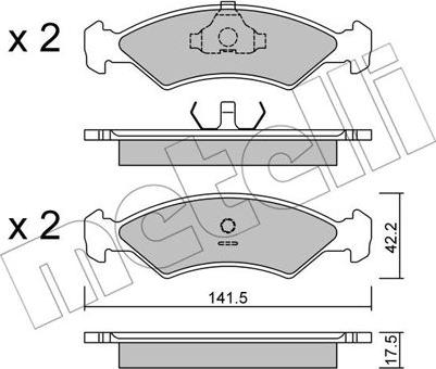 Metelli 22-0043-0 - Комплект спирачно феродо, дискови спирачки vvparts.bg