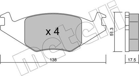 Metelli 22-0047-0 - Комплект спирачно феродо, дискови спирачки vvparts.bg