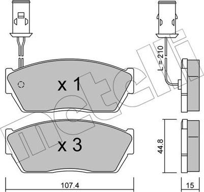 Metelli 22-0054-1 - Комплект спирачно феродо, дискови спирачки vvparts.bg