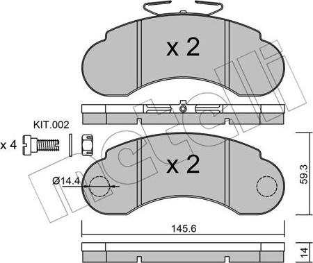 Metelli 22-0055-1 - Комплект спирачно феродо, дискови спирачки vvparts.bg