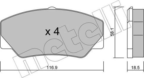 Metelli 22-0056-0 - Комплект спирачно феродо, дискови спирачки vvparts.bg