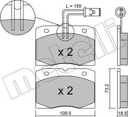 Metelli 22-0051-0 - Комплект спирачно феродо, дискови спирачки vvparts.bg