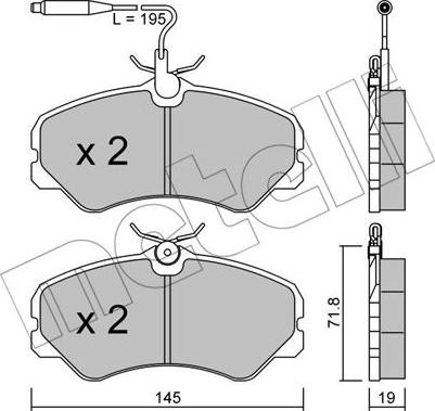 Metelli 22-0058-1 - Комплект спирачно феродо, дискови спирачки vvparts.bg