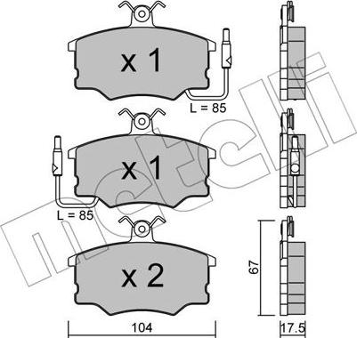 Metelli 22-0053-0 - Комплект спирачно феродо, дискови спирачки vvparts.bg