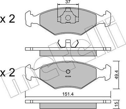 Metelli 22-0057-5 - Комплект спирачно феродо, дискови спирачки vvparts.bg