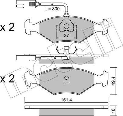 Metelli 22-0057-0 - Комплект спирачно феродо, дискови спирачки vvparts.bg