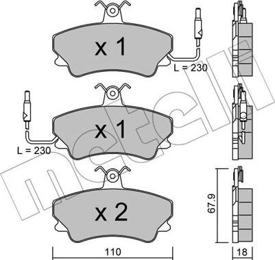 Metelli 22-0069-0 - Комплект спирачно феродо, дискови спирачки vvparts.bg