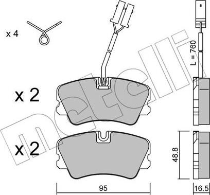 Metelli 22-0065-0 - Комплект спирачно феродо, дискови спирачки vvparts.bg