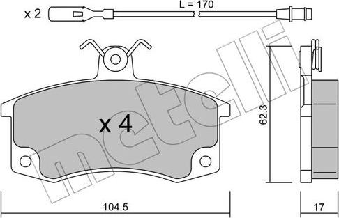 Metelli 22-0062-1 - Комплект спирачно феродо, дискови спирачки vvparts.bg