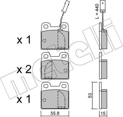 Metelli 22-0009-2 - Комплект спирачно феродо, дискови спирачки vvparts.bg