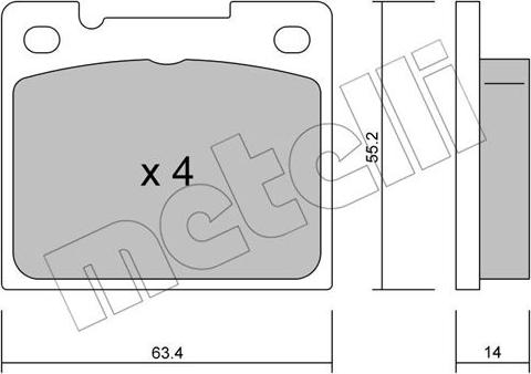 Metelli 22-0004-0 - Комплект спирачно феродо, дискови спирачки vvparts.bg