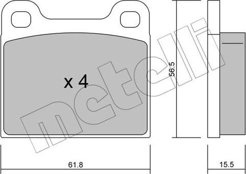 Metelli 22-0003-4 - Комплект спирачно феродо, дискови спирачки vvparts.bg