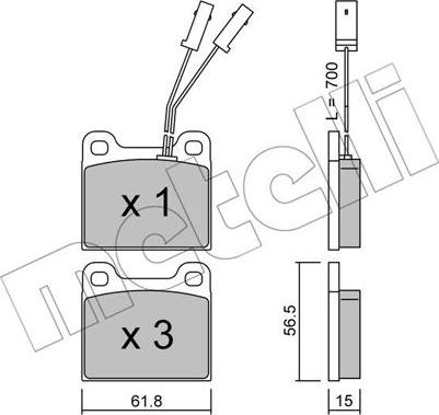 Metelli 22-0003-1 - Комплект спирачно феродо, дискови спирачки vvparts.bg