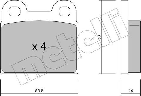 Metelli 22-0002-0 - Комплект спирачно феродо, дискови спирачки vvparts.bg