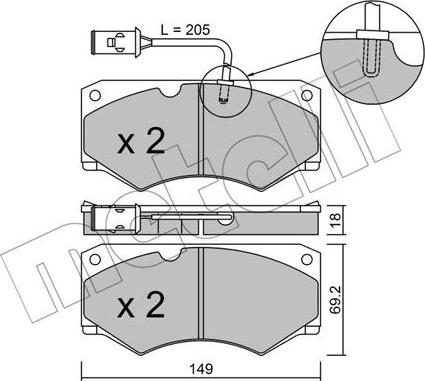 Metelli 22-0014-3 - Комплект спирачно феродо, дискови спирачки vvparts.bg