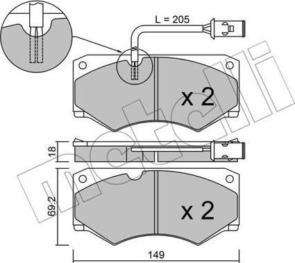 Metelli 22-0014-2 - Комплект спирачно феродо, дискови спирачки vvparts.bg