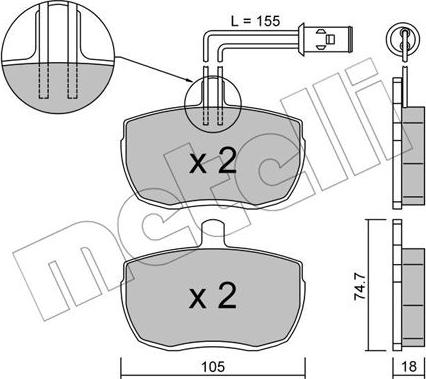 Metelli 22-0016-1 - Комплект спирачно феродо, дискови спирачки vvparts.bg