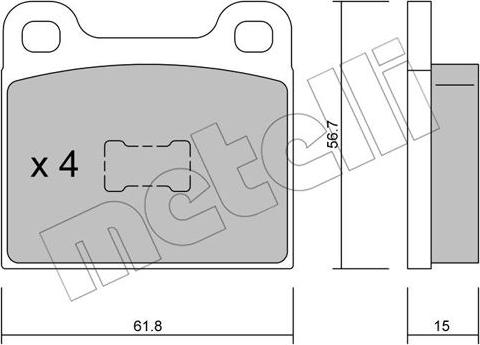 Metelli 22-0010-0 - Комплект спирачно феродо, дискови спирачки vvparts.bg