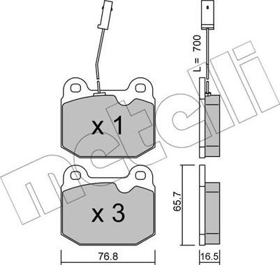 Metelli 22-0013-2 - Комплект спирачно феродо, дискови спирачки vvparts.bg