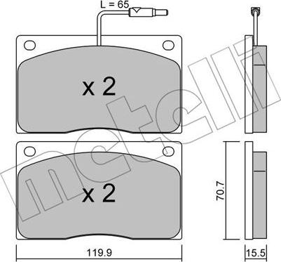 Metelli 22-0089-1 - Комплект спирачно феродо, дискови спирачки vvparts.bg