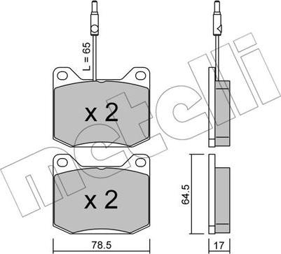 Metelli 22-0080-0 - Комплект спирачно феродо, дискови спирачки vvparts.bg