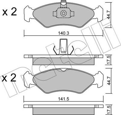 Metelli 22-0088-0 - Комплект спирачно феродо, дискови спирачки vvparts.bg