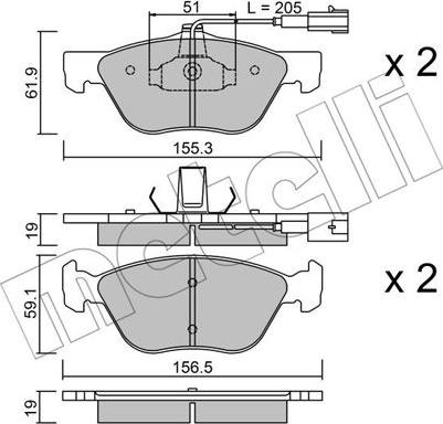 Metelli 22-0083-1 - Комплект спирачно феродо, дискови спирачки vvparts.bg