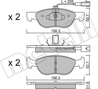 Metelli 22-0082-1 - Комплект спирачно феродо, дискови спирачки vvparts.bg