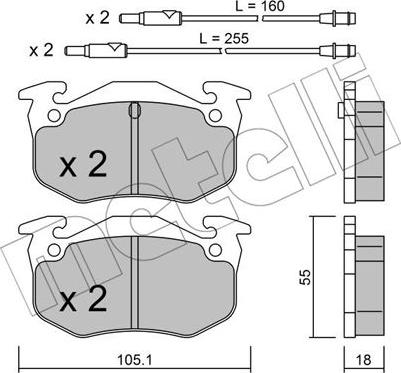 Metelli 22-0036-0 - Комплект спирачно феродо, дискови спирачки vvparts.bg