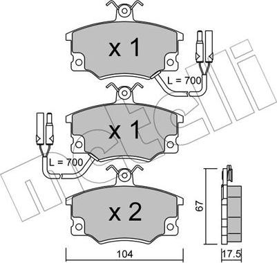 Metelli 22-0030-2 - Комплект спирачно феродо, дискови спирачки vvparts.bg