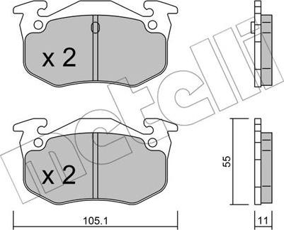 Metelli 22-0038-0 - Комплект спирачно феродо, дискови спирачки vvparts.bg