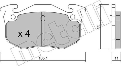 Metelli 22-0038-2 - Комплект спирачно феродо, дискови спирачки vvparts.bg