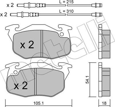 Metelli 22-0037-4 - Комплект спирачно феродо, дискови спирачки vvparts.bg