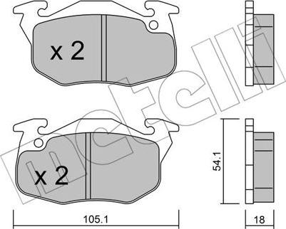 Metelli 22-0037-5 - Комплект спирачно феродо, дискови спирачки vvparts.bg